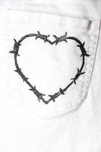 White Barbed Heart Pants