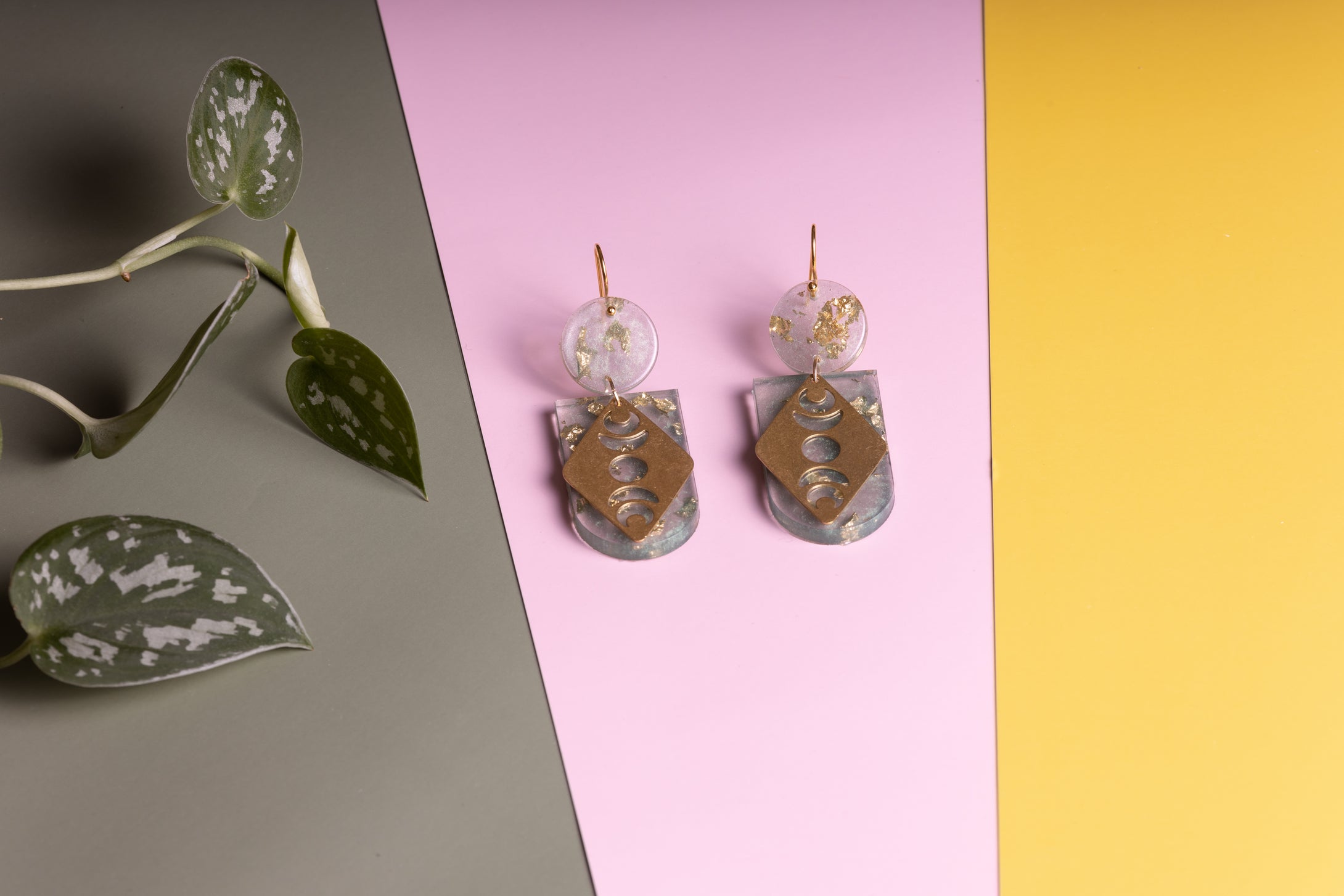 Emerald Moon Badge Earrings