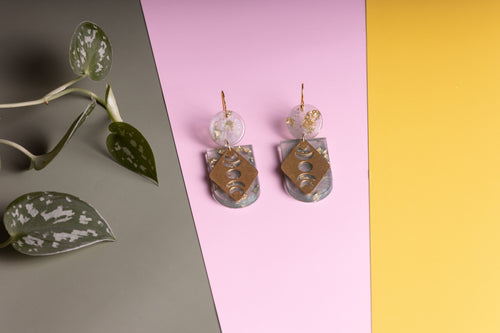 Emerald Moon Badge Earrings