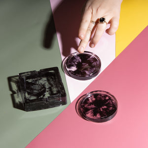Smokey Black Ashtray and Coasters