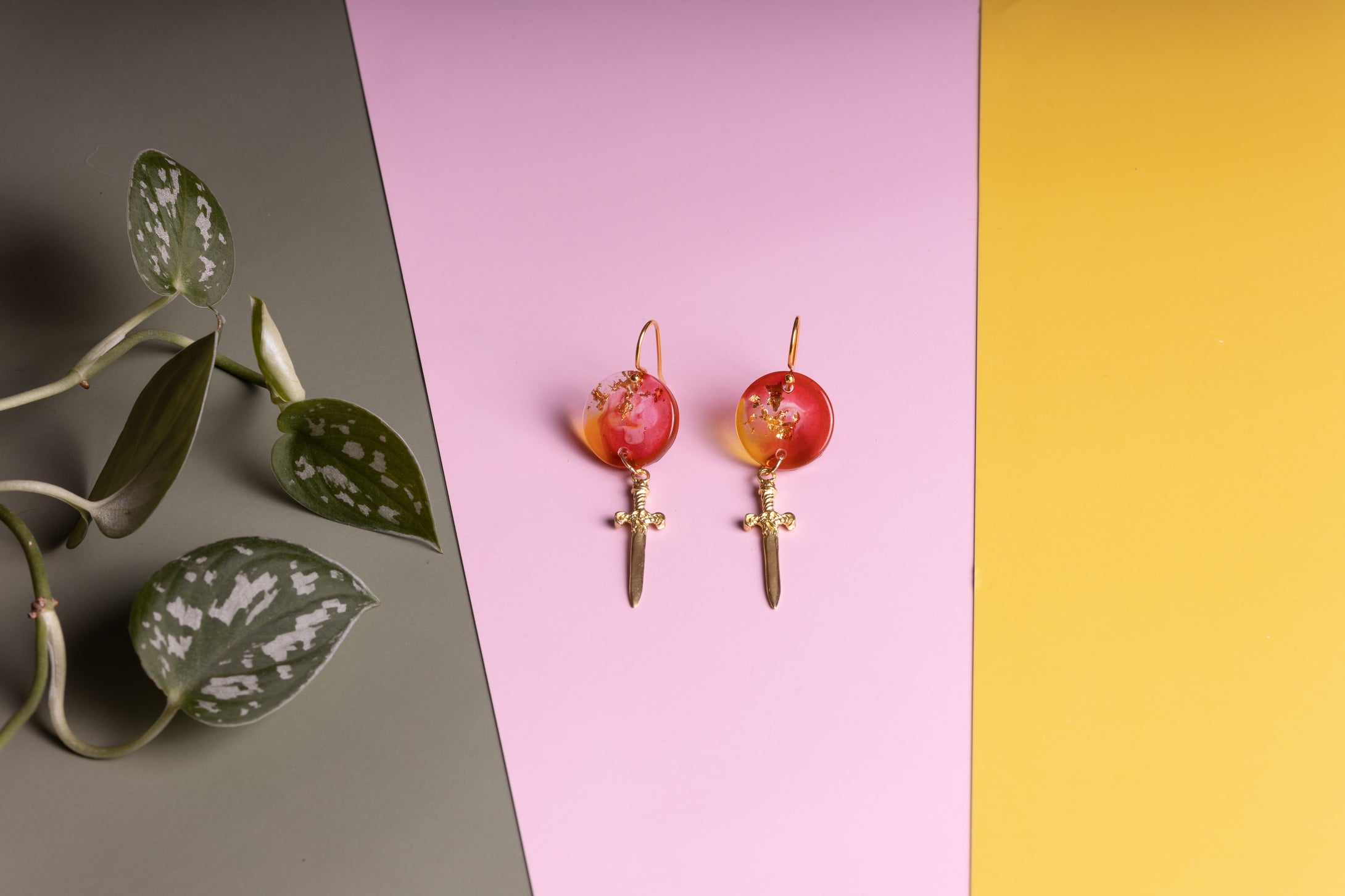 Blood Red Dagger Drop Earrings
