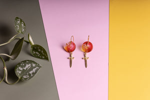 Blood Red Dagger Drop Earrings