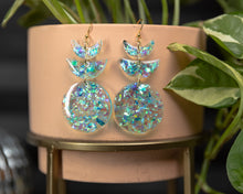 Load image into Gallery viewer, Aqua Iridescent Moon Phase Earrings